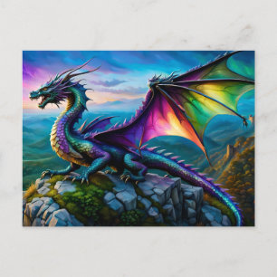 Carte Postale Dragon Iridescente Garde Sa Terre