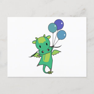 Carte Postale Dragon mouches avec ballons mignons Imaginaire Dra
