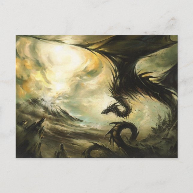 Carte postale Dragon | Mythique Créature Art Salut (Devant)