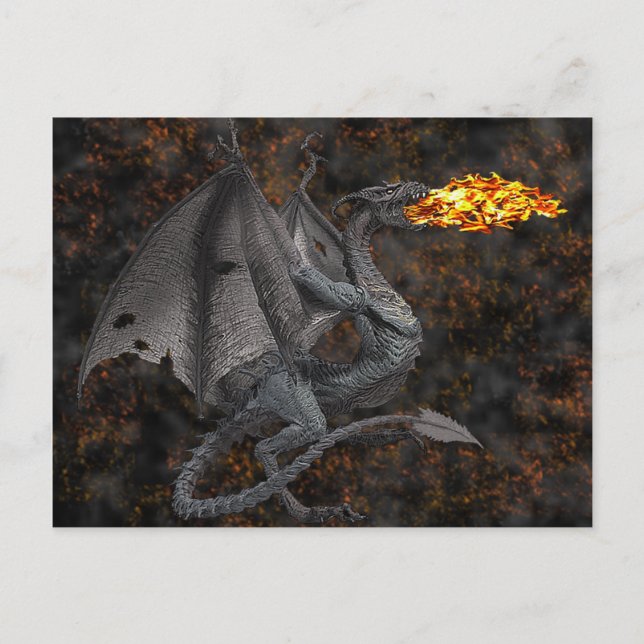 Carte Postale Dragon qui respire le feu (Devant)