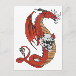 Carte Postale Dragon rouge au crâne