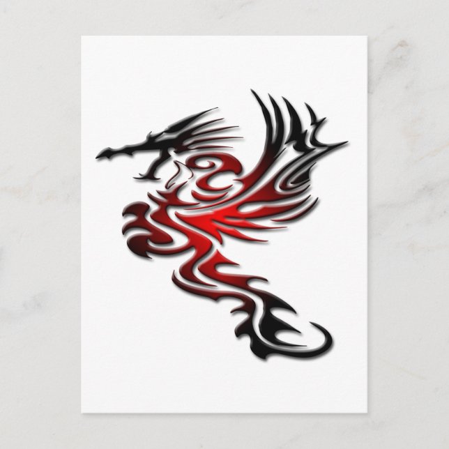 Carte Postale Dragon rouge et noir (Devant)