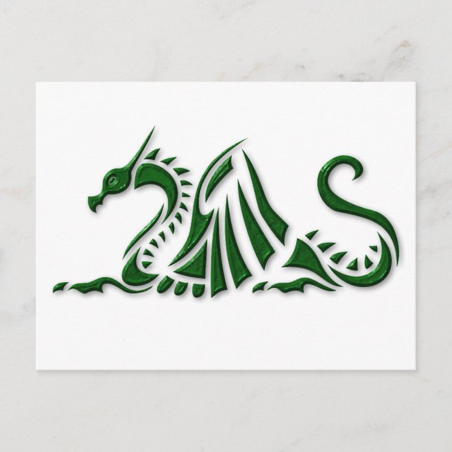 Carte Postale Dragon vert métallique (Devant)