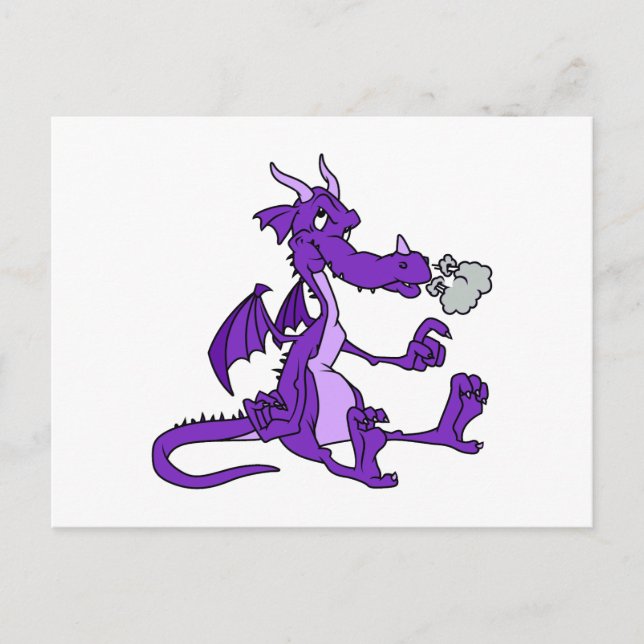 Carte Postale Dragon Violet assis (Devant)