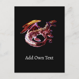 Carte Postale Dragon Wyverne de Flamme Cramoisie Puissance de l'