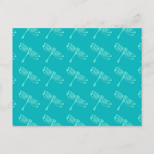 Carte Postale Dragonflies, aqua pâle sur turquoise
