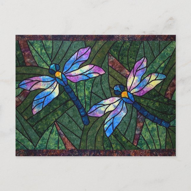 Carte Postale Dragonflies de verre (Devant)