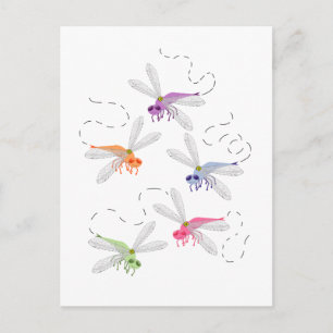Carte Postale Dragonflies Whimsical Cartoon Art