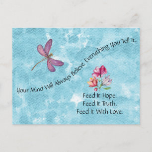Carte Postale Dragonfly Et Floral Aquarelle Laver