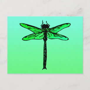 Carte Postale Dragonfly japonaise vintage, bleu saphir