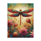 Dragonfly lunaire Floral Art Abstrait Turquoise ro