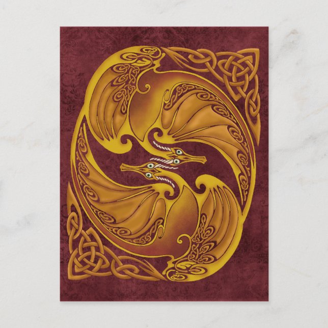 Carte Postale Dragons celtiques ornementaux (Devant)