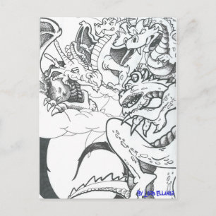 Carte Postale Dragons Imaginaires Noirs Et Blancs