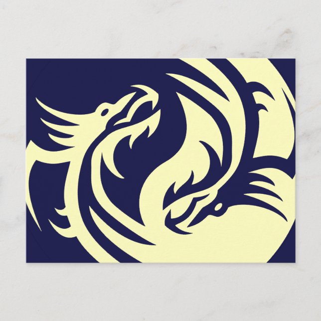 Carte Postale Dragons tribaux Yin Yang (personnalisable) (Devant)