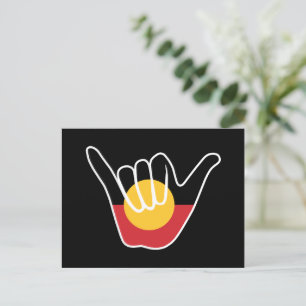 Carte Postale Drapeau aborigène australien signe Shaka pendaison
