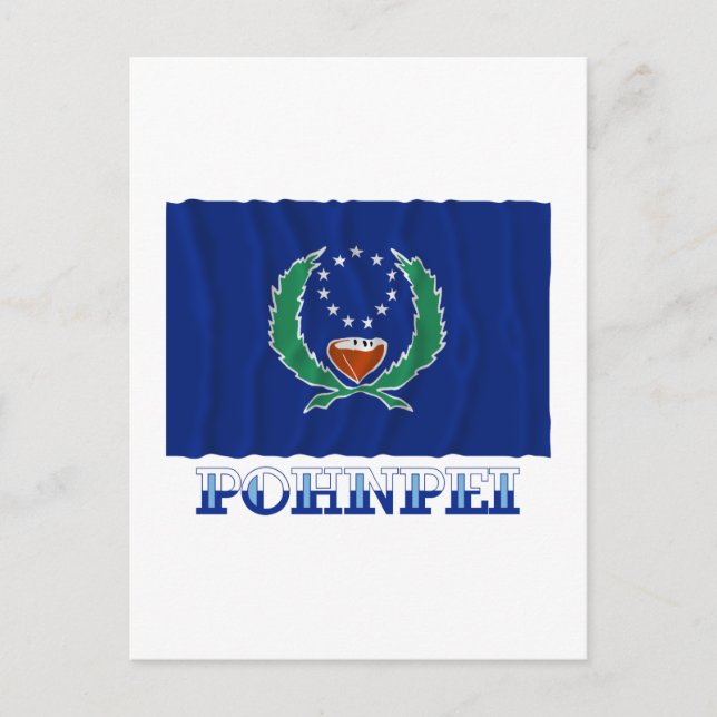 Carte Postale Drapeau agitant de Pohnpei, avec le nom (Devant)