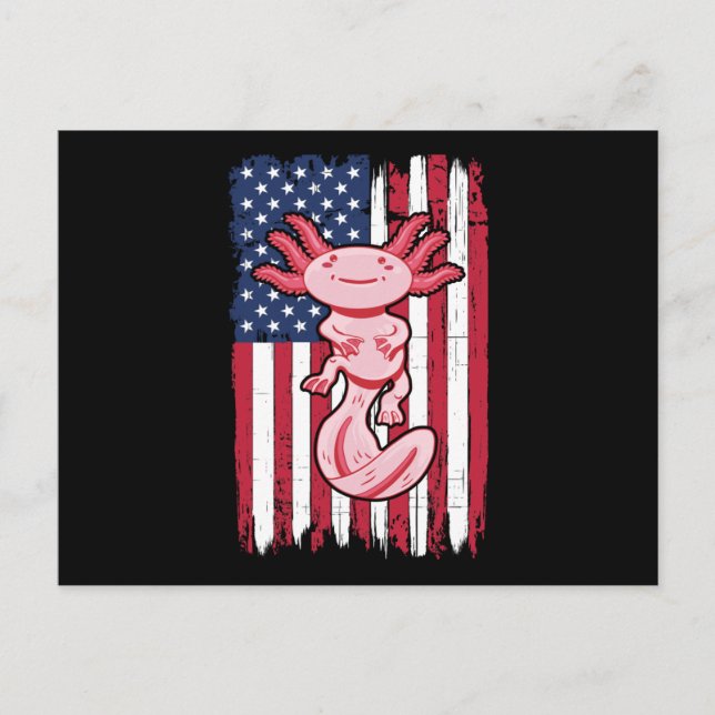 Carte Postale Drapeau américain Axolotl Cadeau USA 4 juillet Ani (Devant)