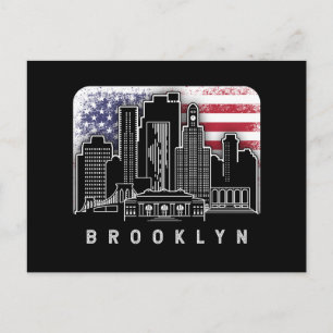 Carte Postale Drapeau américain Brooklyn New York Skyline