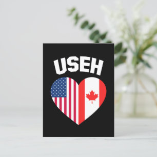 Carte Postale Drapeau américain canadien drôle USEH Amérique Can