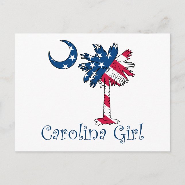 Carte Postale Drapeau américain Carolina Girl (Devant)