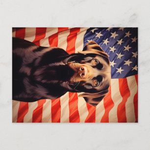 Carte Postale Drapeau américain Chocolat Labrador