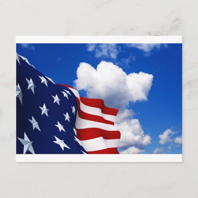 Carte Postale Drapeau américain dans le ciel bleu (Devant)