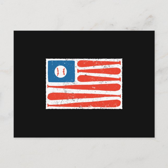 Carte Postale Drapeau américain de baseball (Devant)