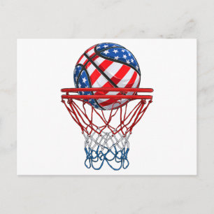 Carte Postale Drapeau américain de basket-ball 4 juillet américa