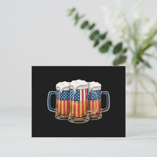 Carte Postale Drapeau américain de la bière 4 juillet Merica Boi (Debout devant)