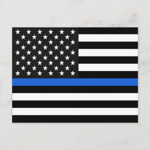 Carte Postale Drapeau américain de la Ligne Bleue Mince