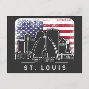Carte Postale Drapeau américain de St. Louis Missouri Vintage