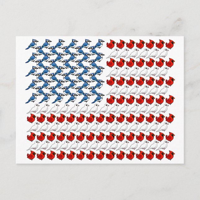 Carte Postale Drapeau américain des oiseaux (Devant)