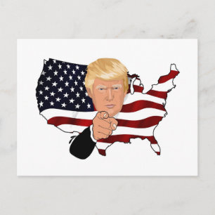 Carte Postale Drapeau américain du président Trump, l'oncle Sam 