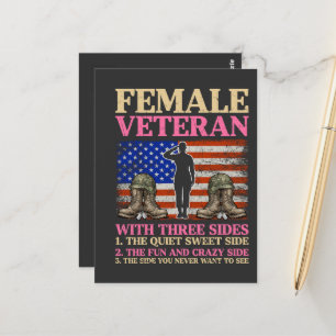 Carte Postale Drapeau américain femme vétéran militaire drôle 