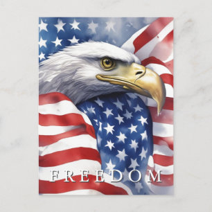 Carte Postale Drapeau américain Freedom Eagle Motivationnel Insp