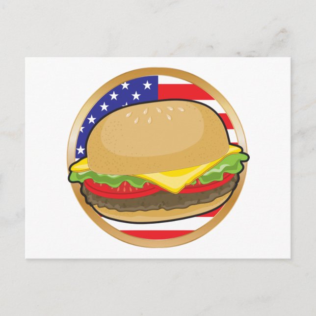 Carte Postale Drapeau américain Hamburger (Devant)