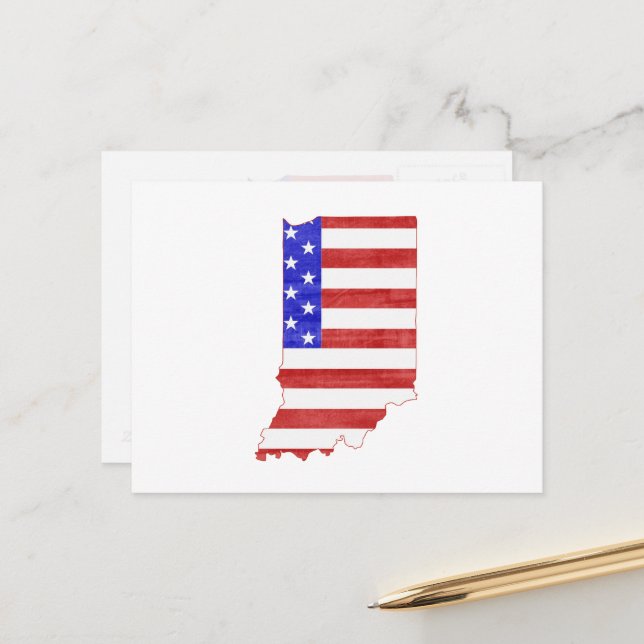 Carte Postale Drapeau américain Hoosier Patriotique En Forme D'I (Devant/Arrière en situation)