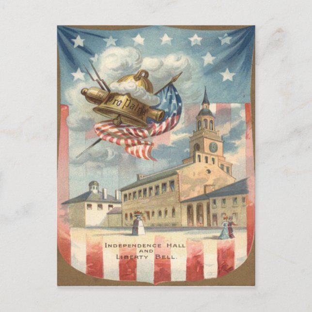 Carte Postale Drapeau américain Independence Hall Liberty Bell (Devant)