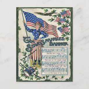 Carte Postale Drapeau américain Lady Liberty Bannière étoilée