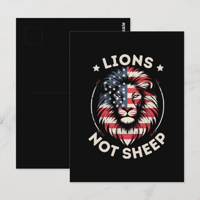 Carte Postale Drapeau américain, lions pas moutons (Devant / Derrière)