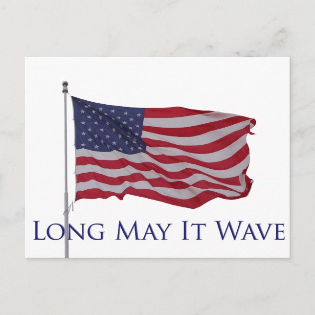 Carte Postale drapeau américain, long qu'il vague (Devant)