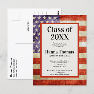 Carte Postale Drapeau américain Parti de graduation patriotique 