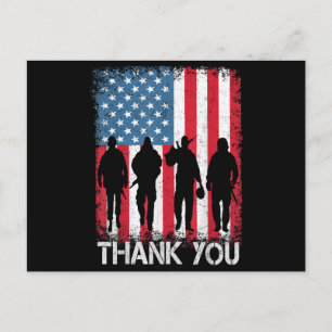 Carte Postale Drapeau Américain Patriotique Merci Pour