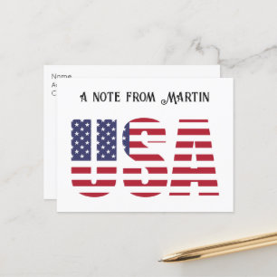 Carte Postale Drapeau américain patriotique personnalisé, une no