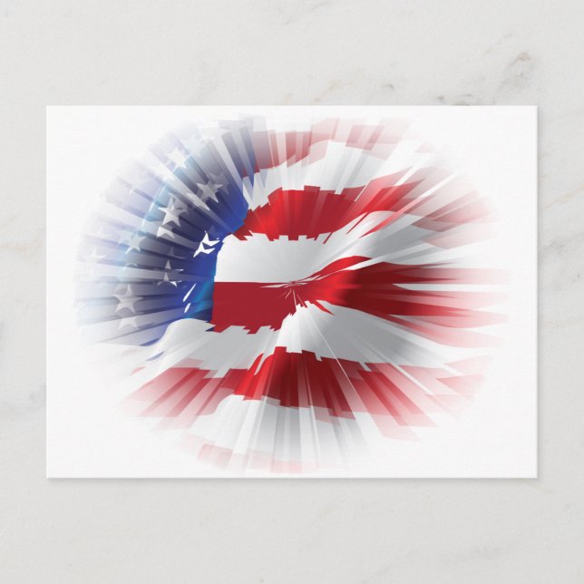 Carte Postale Drapeau américain patriotique Un des genres (Devant)