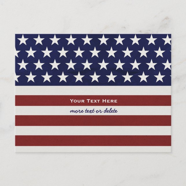 Carte Postale Drapeau américain personnalisé pour le 4 juillet (Devant)