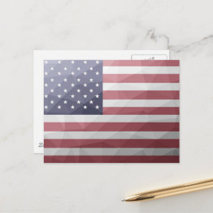 Carte Postale Drapeau américain Rouge Blanc Bleu Motif géométriq