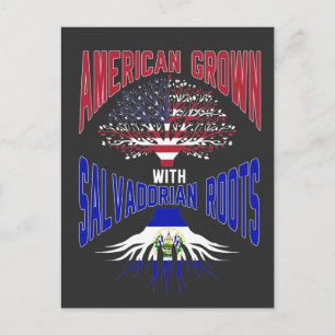 Carte Postale Drapeau américain Salvadorien USA El Salvador