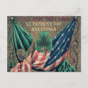Carte Postale Drapeau américain Shamrock irlandais