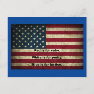 Carte Postale Drapeau américain - Signification des couleurs